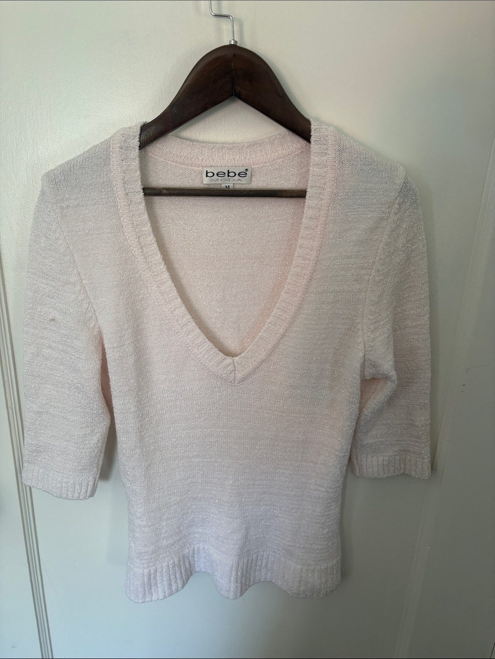 bebe Soft Blush V-Neck Sweater